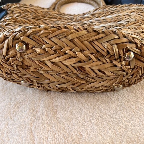 STEVE MADDEN STRAW TOTE BASKET BEACH BAG DOUBLE HANDLES GUITAR STRAP - Picture 8 of 9